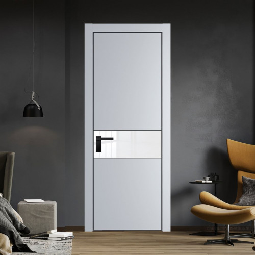 Межкомнатная дверь ProfilDoors 17 PA Лайт Грей с профилем Черный с стеклом лак классик