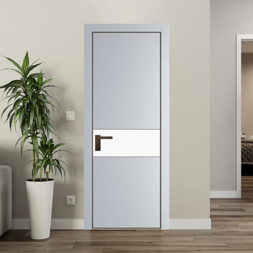 Межкомнатная дверь ProfilDoors 17 PA Лайт Грей с профилем Деорэ с стеклом  монохром белый просветленный