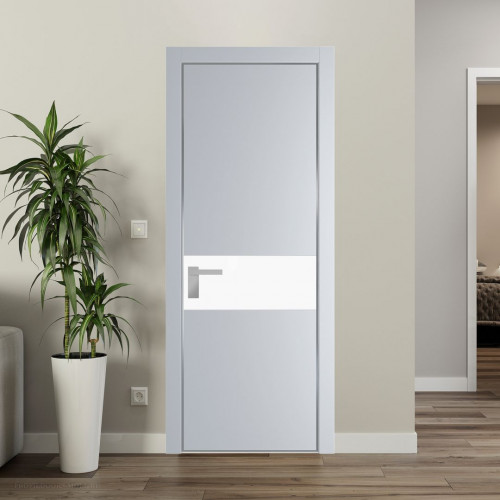Межкомнатная дверь ProfilDoors 17 PA Лайт Грей с профилем Серебро с стеклом  монохром белый просветленный