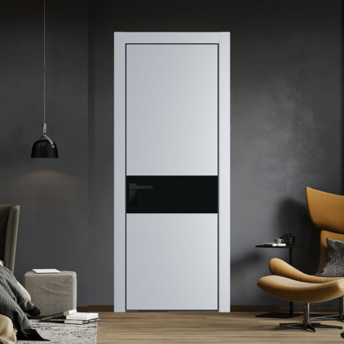 Межкомнатная дверь ProfilDoors 17 PA Лайт Грей с профилем Черный с стеклом  монохром черный