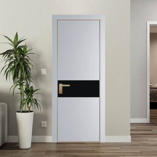 Межкомнатная дверь ProfilDoors 17 PA Лайт Грей с профилем Золото с стеклом  монохром черный