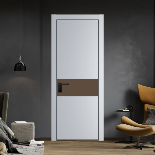 Межкомнатная дверь ProfilDoors 17 PA Лайт Грей с профилем Черный с стеклом  монохром гляссе