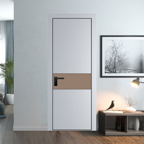 Межкомнатная дверь ProfilDoors 17 PA Лайт Грей с профилем Черный с стеклом  монохром капучино