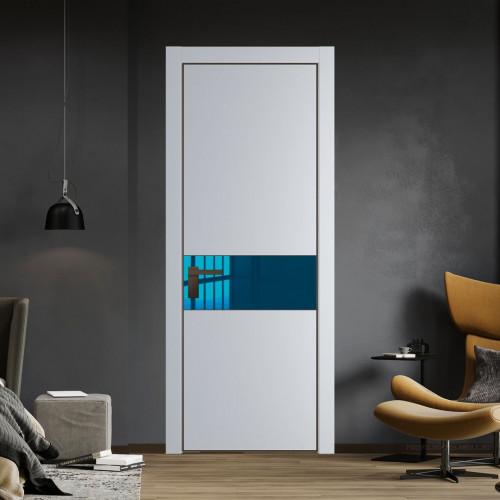 Межкомнатная дверь ProfilDoors 17 PA Лайт Грей с профилем Деорэ с стеклом  зеркало blue