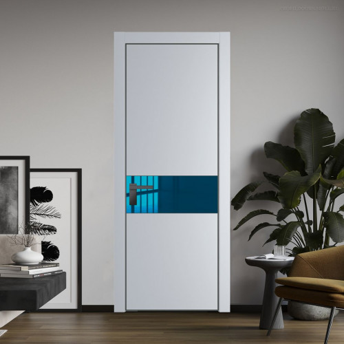 Межкомнатная дверь ProfilDoors 17 PA Лайт Грей с профилем Серая Ночь с стеклом  зеркало blue