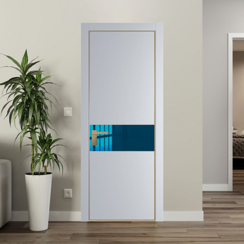 Межкомнатная дверь ProfilDoors 17 PA Лайт Грей с профилем Золото с стеклом  зеркало blue
