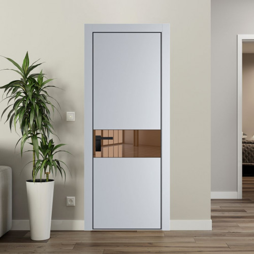 Межкомнатная дверь ProfilDoors 17 PA Лайт Грей с профилем Черный с стеклом  зеркало bronze