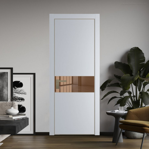 Межкомнатная дверь ProfilDoors 17 PA Лайт Грей с профилем Никель с стеклом  зеркало bronze