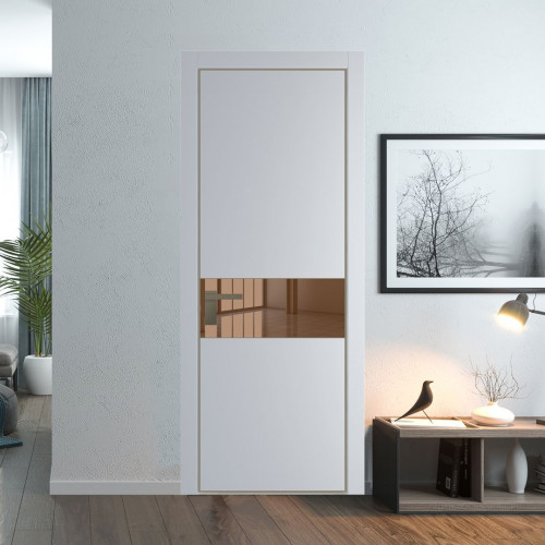 Межкомнатная дверь ProfilDoors 17 PA Лайт Грей с профилем Шампань с стеклом  зеркало bronze