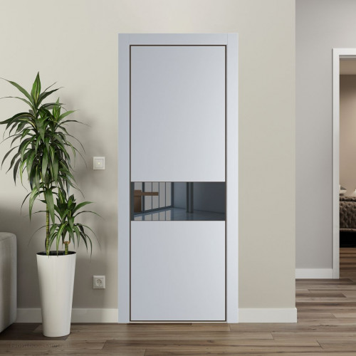 Межкомнатная дверь ProfilDoors 17 PA Лайт Грей с профилем Деорэ с стеклом  зеркало grey