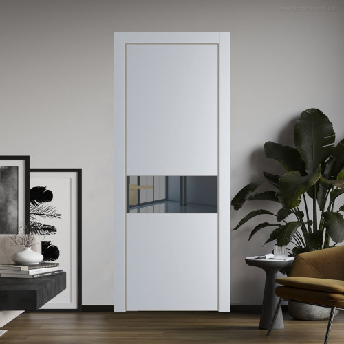 Межкомнатная дверь ProfilDoors 17 PA Лайт Грей с профилем Никель с стеклом  зеркало grey