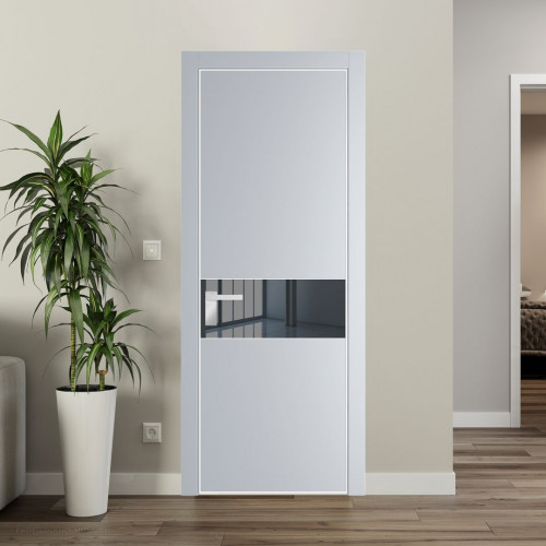 Межкомнатная дверь ProfilDoors 17 PA Лайт Грей с профилем Вайт с стеклом  зеркало grey