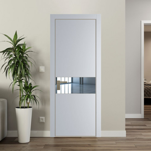Межкомнатная дверь ProfilDoors 17 PA Лайт Грей с профилем Никель с стеклом  зеркало