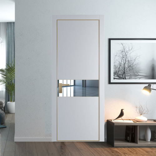 Межкомнатная дверь ProfilDoors 17 PA Лайт Грей с профилем Золото с стеклом  зеркало