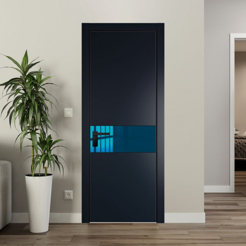 Межкомнатная дверь ProfilDoors 17 PA Нэви Блу с профилем Черный с стеклом  зеркало blue
