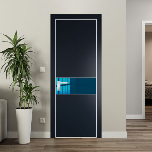 Межкомнатная дверь ProfilDoors 17 PA Нэви Блу с профилем Вайт с стеклом  зеркало blue