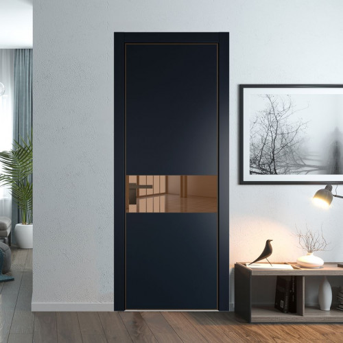 Межкомнатная дверь ProfilDoors 17 PA Нэви Блу с профилем Деорэ с стеклом  зеркало bronze