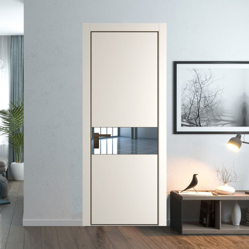 Межкомнатная дверь ProfilDoors 17 PA Перламутр белый с профилем Деорэ с стеклом  зеркало