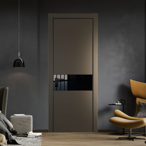 Межкомнатная дверь ProfilDoors 17 PA Перламутр бронза с профилем Черный с стеклом Lacobel Черный лак