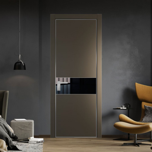 Межкомнатная дверь ProfilDoors 17 PA Перламутр бронза с профилем Серебро с стеклом Lacobel Черный лак