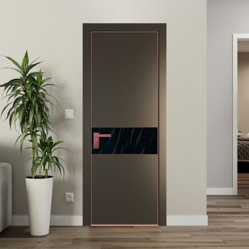 Межкомнатная дверь ProfilDoors 17 PA Перламутр бронза с профилем Красный антрацит с стеклом  неро мрамор