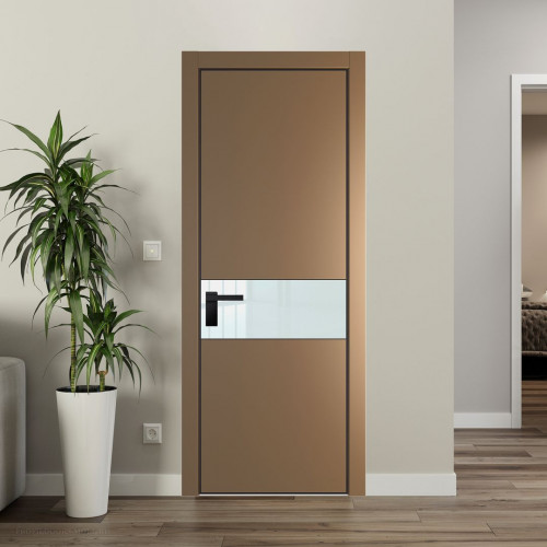 Межкомнатная дверь ProfilDoors 17 PA Перламутр золото с профилем Черный с стеклом белый лак