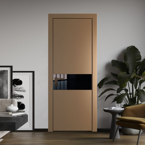 Межкомнатная дверь ProfilDoors 17 PA Перламутр золото с профилем Деорэ с стеклом Lacobel Черный лак