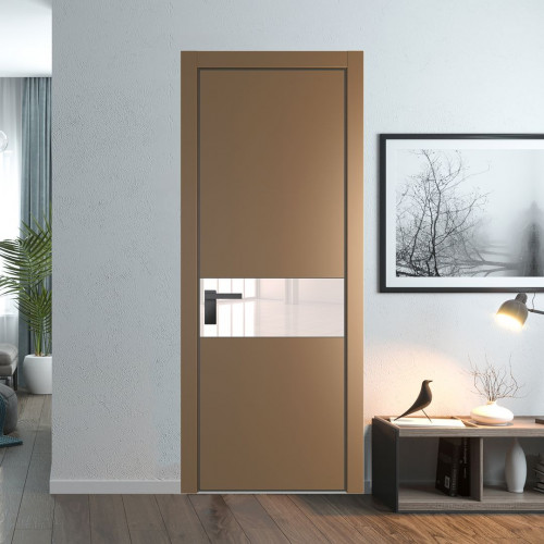 Межкомнатная дверь ProfilDoors 17 PA Перламутр золото с профилем Серая Ночь с стеклом перламутровый лак