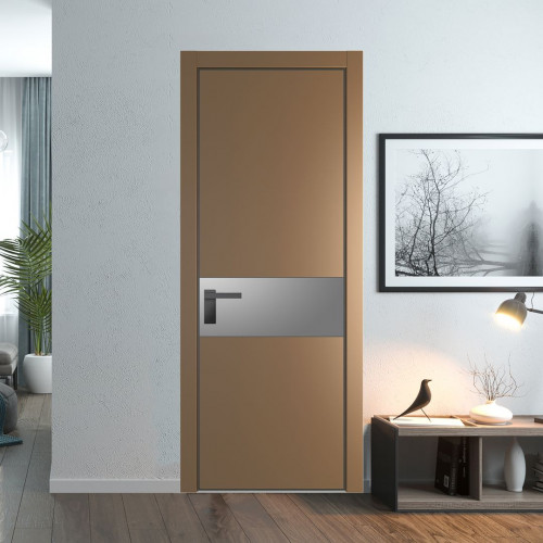 Межкомнатная дверь ProfilDoors 17 PA Перламутр золото с профилем Серая Ночь с стеклом серебро матлак