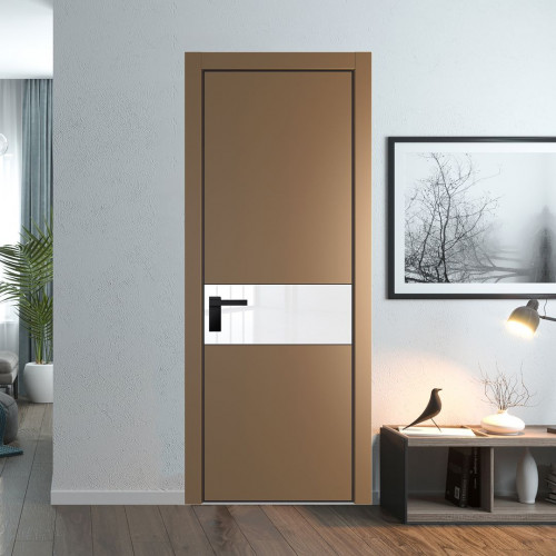 Межкомнатная дверь ProfilDoors 17 PA Перламутр золото с профилем Черный с стеклом лак классик