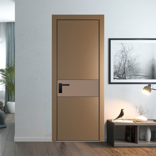 Межкомнатная дверь ProfilDoors 17 PA Перламутр золото с профилем Черный с стеклом  монохром капучино