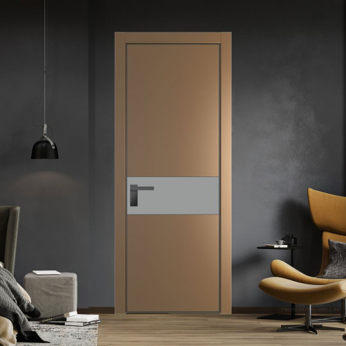 Межкомнатная дверь ProfilDoors 17 PA Перламутр золото с профилем Серая Ночь с стеклом  монохром серый