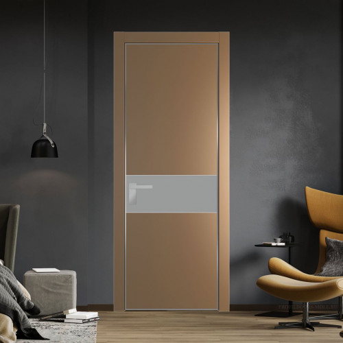 Межкомнатная дверь ProfilDoors 17 PA Перламутр золото с профилем Серебро с стеклом  монохром серый