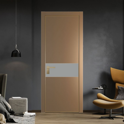 Межкомнатная дверь ProfilDoors 17 PA Перламутр золото с профилем Золото с стеклом  монохром серый