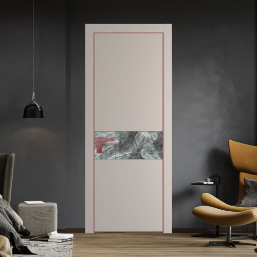 Межкомнатная дверь ProfilDoors 17 PA Санд с профилем Красный антрацит с стеклом  атриум серебро