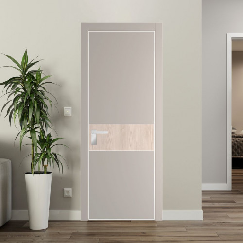 Межкомнатная дверь ProfilDoors 17 PA Санд с профилем Вайт с вставкой Каштан светлый