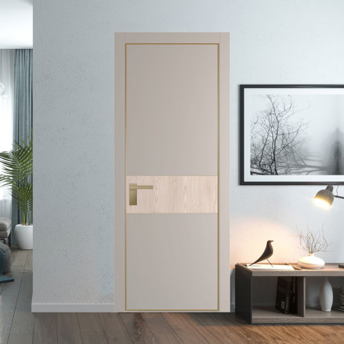 Межкомнатная дверь ProfilDoors 17 PA Санд с профилем Золото с вставкой Каштан светлый