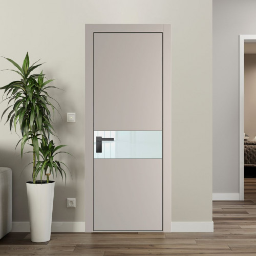 Межкомнатная дверь ProfilDoors 17 PA Санд с профилем Серая Ночь с стеклом белый лак