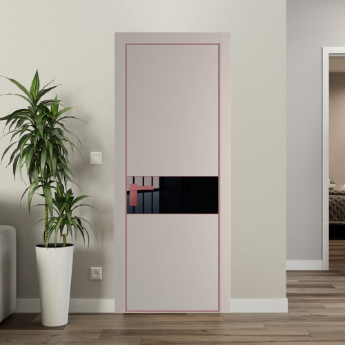 Межкомнатная дверь ProfilDoors 17 PA Санд с профилем Красный антрацит с стеклом Lacobel Черный лак