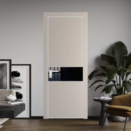 Межкомнатная дверь ProfilDoors 17 PA Санд с профилем Вайт с стеклом Lacobel Черный лак
