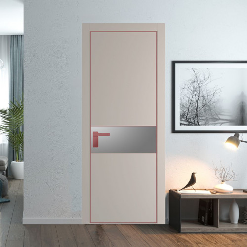 Межкомнатная дверь ProfilDoors 17 PA Санд с профилем Красный антрацит с стеклом серебро матлак
