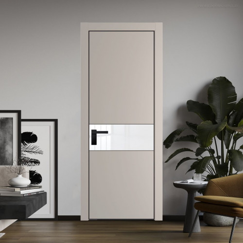 Межкомнатная дверь ProfilDoors 17 PA Санд с профилем Черный с стеклом лак классик