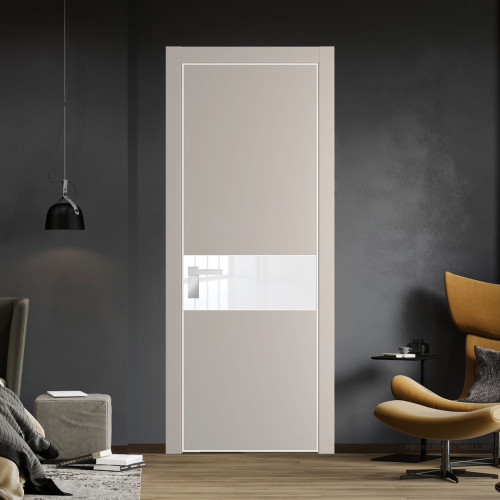 Межкомнатная дверь ProfilDoors 17 PA Санд с профилем Вайт с стеклом лак классик
