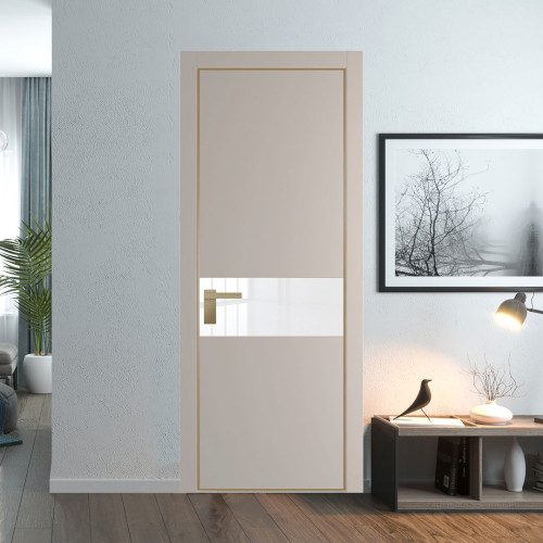 Межкомнатная дверь ProfilDoors 17 PA Санд с профилем Золото с стеклом лак классик