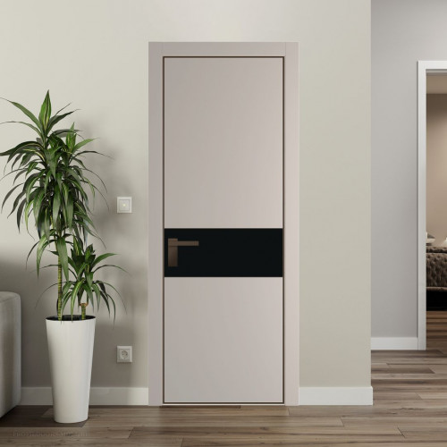 Межкомнатная дверь ProfilDoors 17 PA Санд с профилем Деорэ с стеклом  монохром черный