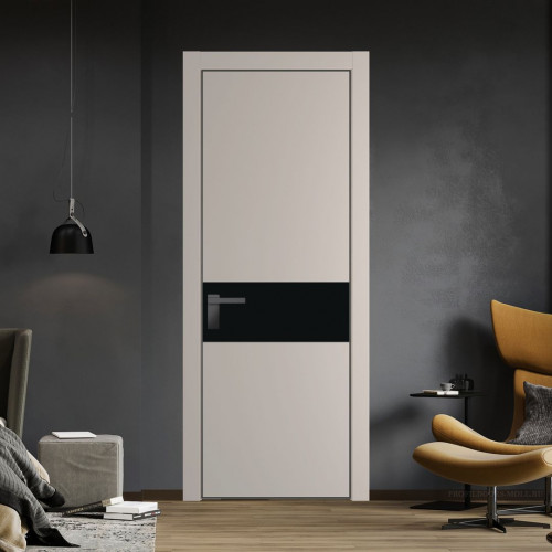 Межкомнатная дверь ProfilDoors 17 PA Санд с профилем Серая Ночь с стеклом  монохром черный