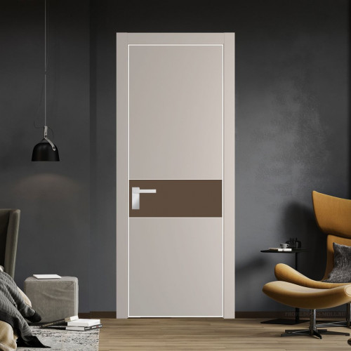 Межкомнатная дверь ProfilDoors 17 PA Санд с профилем Вайт с стеклом  монохром гляссе
