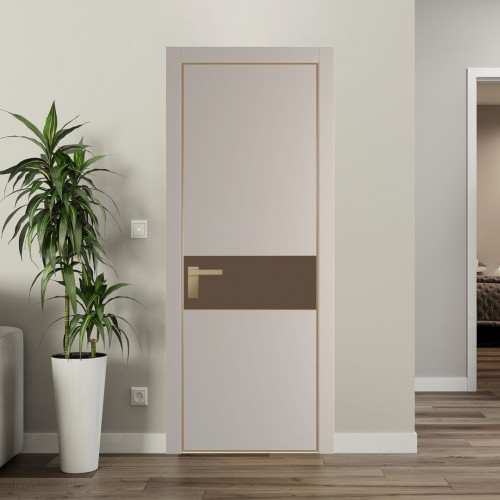 Межкомнатная дверь ProfilDoors 17 PA Санд с профилем Золото с стеклом  монохром гляссе