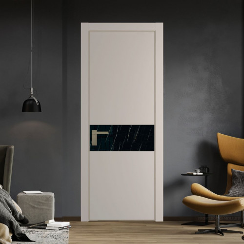 Межкомнатная дверь ProfilDoors 17 PA Санд с профилем Никель с стеклом  неро мрамор