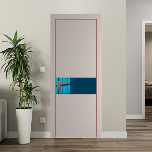 Межкомнатная дверь ProfilDoors 17 PA Санд с профилем Красный антрацит с стеклом  зеркало blue